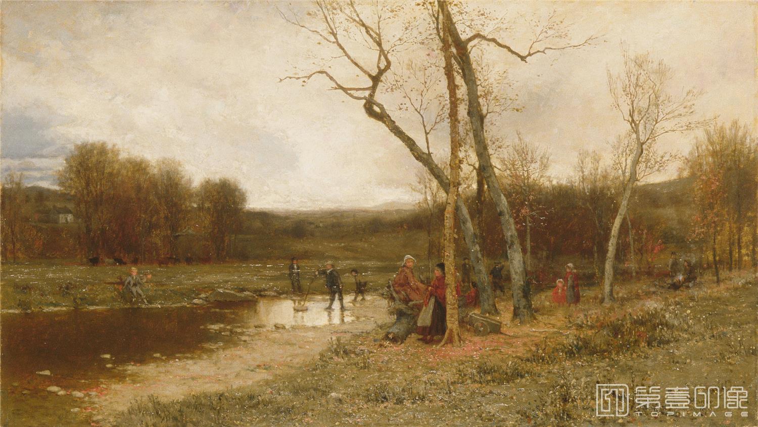油画-美国纽约大都会美术馆油画藏画-Jervis McEnteeSaturday Afternoon-1270